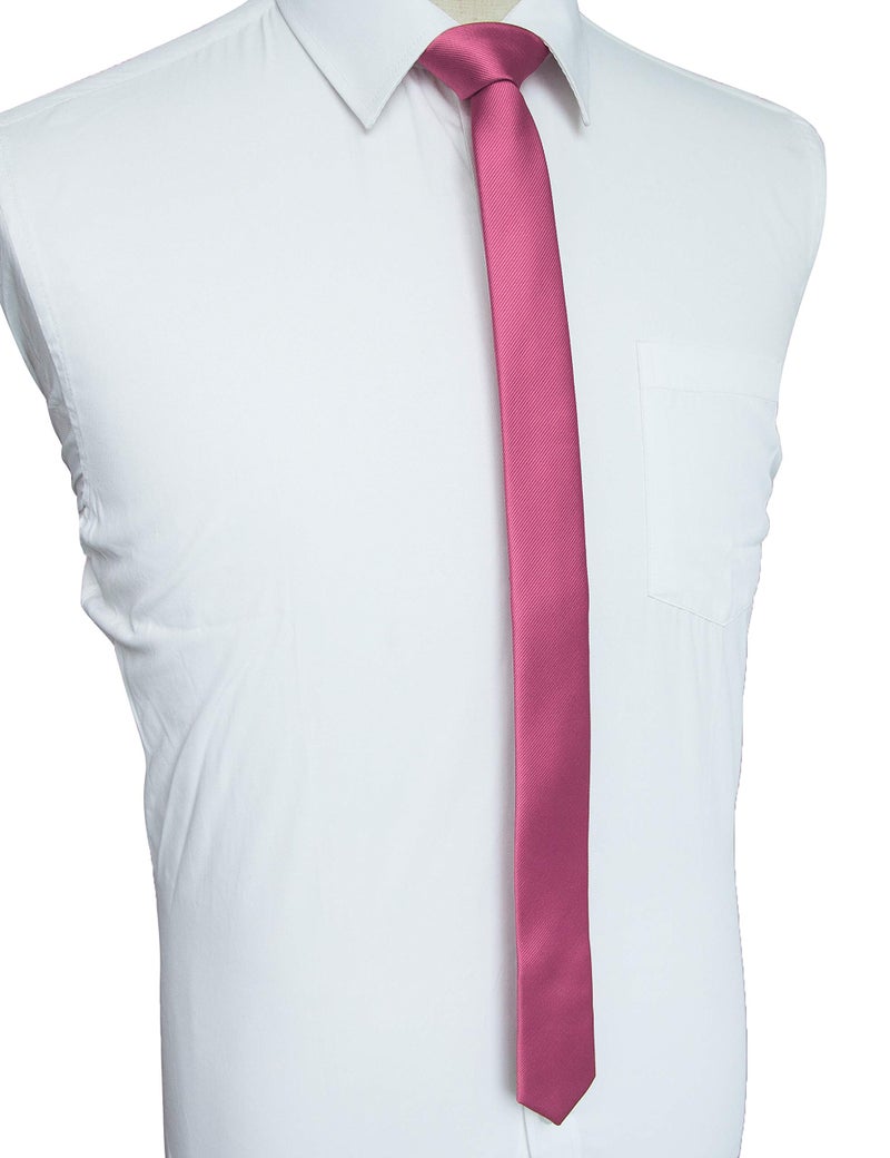 JEMYGINS 1.58" Pink Skinny Tie Slim Necktie for Men(4cm) (pink) - Image 2